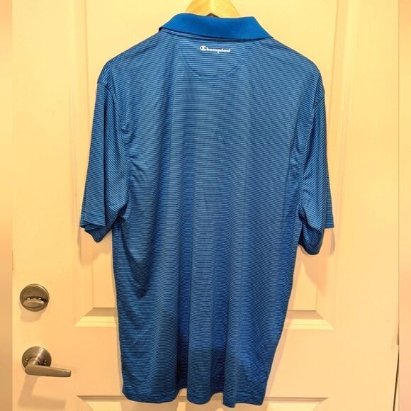 $5 Item! EUC Champion 2XL Men's Striped Blue and White Golf Polo - Picture 2 of 4